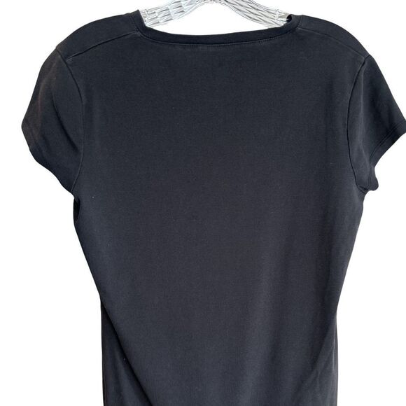 Jones New York 100% Cotton Black V-Neck Short Sleeve Top  Size Large - Picture 5 of 6